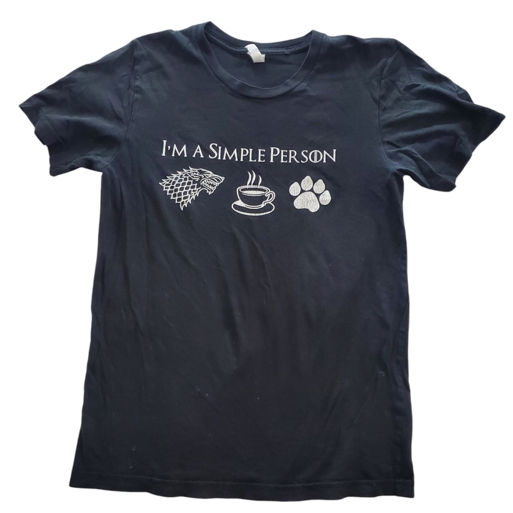 Im A Simple Person, Black Short Sleeve Tshirt, Juniors, Small, GOT-Coffee-Dogs‎